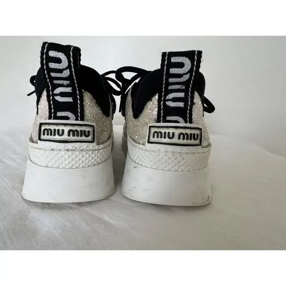 MIU MIU Glitter Platform Sneakers EU 36.5/US 6.5 - Picture 8 of 12